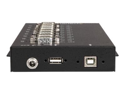 StarTech.com 8 Port Serial Hub USB to RS232/RS485/RS422 Adapter, Industrial USB 2.0 to DB9 Serial Converter Hub, IP30 Rated, Din Rail Mountable Metal Serial Hub, 15kV ESD Protection - 6ft Locking Cable Incl - Serial adapter - USB 2.0 - RS-232/422/485 x 8 - black - TAA Compliant