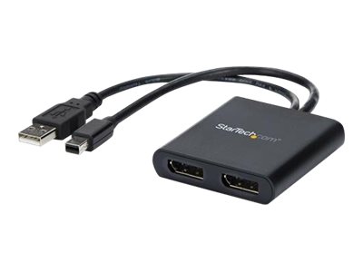StarTech.com 2-Port Multi Monitor Adapter, Mini DisplayPort 1.2 to DisplayPort MST Hub, Dual 4K 30Hz, Windows Extended Desktop (MSTMDP122DP) - Video splitter - 2 x DisplayPort - desktop