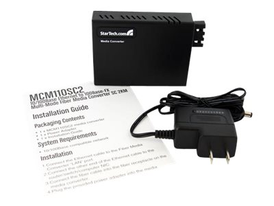 StarTech.com 10/100 Multi Mode Fiber Ethernet Media Converter SC 2 km - Fibre media converter - 100Mb LAN - 10Base-T, 100Base-FX, 100Base-TX - RJ-45 / SC multi-mode - up to 2 km - 1310 nm