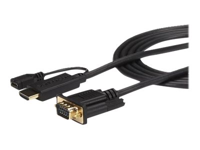 StarTech.com HDMI to VGA Cable - 10 ft / 3m - 1080p - 1920 x 1200 - Active HDMI Cable - Monitor Cable - Computer Cable (HD2VGAMM10) - Adapter cable - HDMI, Micro-USB Type B (power only) to HD-15 (VGA) male - 3 m - black - active, 1920 x 1200 (WUXGA) support