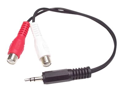 StarTech.com 6in Stereo Audio Y-Cable - 3.5mm Male to 2x RCA Female - Headphone Jack to RCA - Computer / MP3 to Stereo 1x Mini-Jack 2x RCA (MUMFRCA) - Audio cable - RCA x 2 female to mini-phone stereo 3.5 mm male - 15.24 cm - black - for P/N: PEXSOUND7CH, SV411KUSB