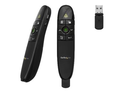 StarTech.com Wireless Presentation Remote with Green Laser Pointer - 90 ft. (27 m) - USB Presentation Clicker for Mac and Windows (PRESREMOTEG) - Presentation remote control - RF - black