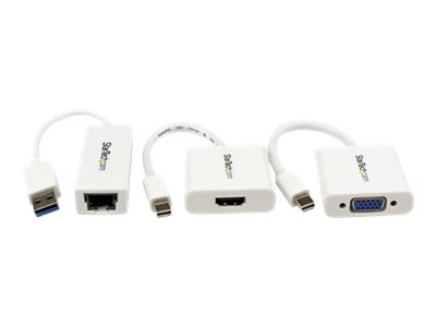 StarTech.com Macbook Air Accessories Kit - MDP to VGA / HDMI and USB 3.0 Gigabit Ethernet Adapter Bundle - Macbook Air Connectivity Kit (MACAMDPGBK) - Notebook accessories bundle - white