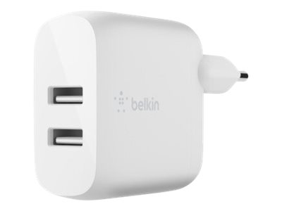 Belkin BoostCharge - Power adapter - 24 Watt - 2 output connectors (USB) - white