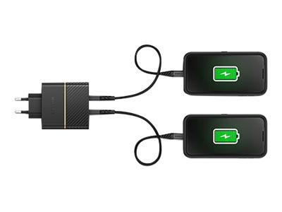 OtterBox Wall Charger - Power adapter - 50 Watt - 3 A - PD 3.0 - 2 output connectors (24 pin USB-C) - black shimmer
