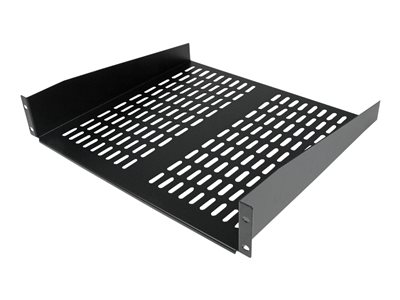 StarTech.com 1U Server Rack Shelf, 2U 16in Universal Fixed Vented Network Rack Shelf/Cantilever Tray for 19\" AV/Data/Network Equipment Enclosure w/Cage Nuts & Screws, 50lbs Weight Cap. - 2U Network Rack Shelf (CABSHELFV) - Rack shelf - black - 2U - 19\" - for P/N: RK12OD2, RK2537BKM, RK3236BKF, RK4236BKB, RK4242BK24, RK4242BK30, RKQMCAB12V2