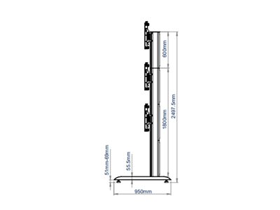 B-TECH System X BT8370 - Stand - for 3x3 video wall - black with black column - screen size: 46\"-55\" - mounting interface: up to 600 x 400 mm - free-standing