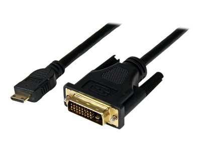 StarTech.com 1m (3.3 ft) Mini HDMI to DVI Cable, DVI-D to HDMI Cable (1920x1200p), 19 Pin HDMI Mini (C) Male to DVI-D Male, Digital Monitor Cable Adapter M/M, Single Link, Black - Mini HDMI to DVI Adapter - Adapter cable - DVI-D male to 19 pin mini HDMI Type C male - 1 m - shielded - black - for P/N: MSTCDP122HD