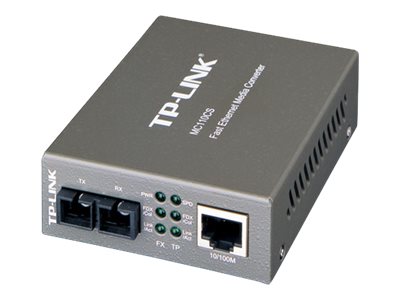 TP-Link MC110CS - Fibre media converter - 100Mb LAN - 10Base-T, 100Base-FX, 100Base-TX - RJ-45 / SC single-mode - up to 20 km - 1310 nm