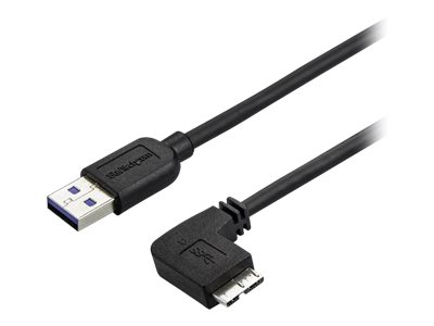 StarTech.com 2m 6 ft Slim Micro USB 3.0 Cable M/M - Right-Angle Micro-USB - USB 3.0 A to Micro B - Angled Micro USB - USB 3.1 Gen 1 5Gbps (USB3AU2MRS) - USB cable - Micro-USB Type B (M) to USB Type A (M) - USB 3.0 - 2 m - right-angled connector - bla