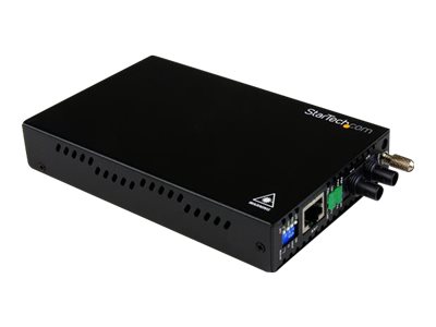 StarTech.com 10/100 Mbps Ethernet to Fiber Optic Media Converter - Steel - Chassis Mount - ST Multimode - 1310nm - 2km (ET90110ST2) - Fibre media converter - 100Mb LAN - 10Base-T, 100Base-FX, 100Base-TX - RJ-45 / ST multi-mode - up to 2 km - 1310 nm - for P/N: ETCHS2U, SVA12M2NEUA, SVA12M5NA