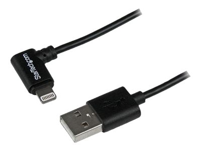 StarTech.com 2m 6ft Angled Black Apple 8-pin Lightning to USB Cable for iPhone iPod iPad - Angled Lightning Cable - Charge & Sync - 2 m (USBLT2MBR) - Lightning cable - Lightning male to USB male - 2 m - double shielded - black - angled connector - for P/N: ARMTBLTIW, SECTBLTDT, SECTBLTPOS, STNDTBLT1A5T, STNDTBLT1FS, STNDTBLTMOB