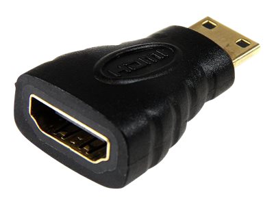StarTech.com Mini HDMI to HDMI Adapter, 4K High Speed HDMI Adapter, 4K 30Hz Ultra HD High Speed HDMI Adapter, HDMI 1.4, Gold Plated Connectors, UHD Mini HDMI Adapter 4K, Black - Mini HDMI to HDMI Converter - HDMI adapter - HDMI female to 19 pin mini HDMI Type C male - black