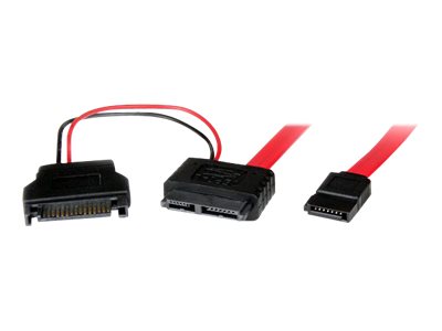 StarTech.com 0.5m Slimline SATA Female to SATA with SATA Power Cable Adapter (SLSATAF50CMS) - SATA cable - Serial ATA 150/300/600 - Slimline SATA (F) to SATA, SATA power - 50 cm - red