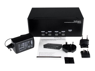 StarTech.com 4 Port Triple Monitor DVI USB KVM Switch with Audio & USB 2.0 Hub - Multi Monitor KVM - USB DVI KVM Switch (SV431TDVIUA) - KVM / audio / USB switch - 4 x KVM / audio / USB - 1 local user - desktop - for P/N: SV431RACK, SVA12M2NEUA, SVA12M5NA