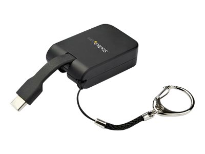 StarTech.com Compact USB C to VGA Adapter, 1080p 60Hz USB Type-C to VGA Video Display Converter with Keychain Ring, Active USB-C DP Alt Mode to VGA Monitor Dongle, Thunderbolt 3 Compatible - USB-C Keychain Adapter (CDP2VGAFC) - Adapter - 24 pin USB-C male to HD-15 (VGA) female - black - 1080p support