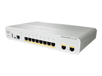 Cisco Catalyst Compact 2960CPD-8PT-L - Switch - Managed - 8 x 10/100 (PoE) + 2 x 10/100/1000 - desktop, rack-mountable, wall-mountable - PoE+ - refurbished