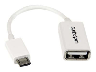StarTech.com 5in White Micro USB to USB OTG Host Adapter M/F - Micro USB Male to USB A Female On-The-Go Host Cable Adapter - White (UUSBOTGW) - USB adapter - USB (F) to Micro-USB Type B (M) - USB 2.0 OTG - 12.7 cm - white