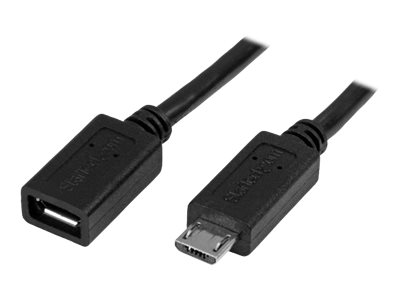 StarTech.com 0.5m 20in Micro-USB Extension Cable - M/F - Micro USB Male to Micro USB Female Cable (USBUBEXT50CM) - USB extension cable - Micro-USB Type B (M) to Micro-USB Type B (F) - USB 2.0 - 50 cm - black