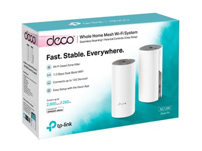 TP-Link Deco E4 - Wi-Fi system - (2 routers) - up to 2,800 sq.ft - mesh - Wi-Fi 5 - Dual Band