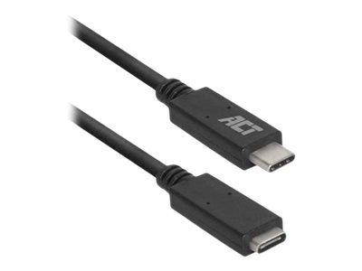 ACT - USB-verlengkabel - 24 pin USB-C (M) naar 24 pin USB-C (V) - USB 3.2 Gen 1 - 3 A - 2 m - USB Power Delivery (60W) - zwart