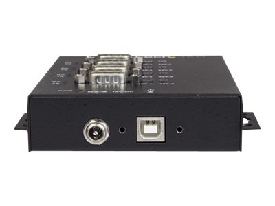 StarTech.com 4 Port Serial Hub USB to RS232/RS485/RS422 Adapter, Industrial USB 2.0 to DB9 Serial Converter Hub, IP30 Rated, Din Rail Mountable Metal Serial Hub, 15kV ESD Protection - 6ft Locking Cable Incl - Serial adapter - USB 2.0 - RS-232/422/485 x 4 + USB 2.0 x 1 - black - TAA Compliant