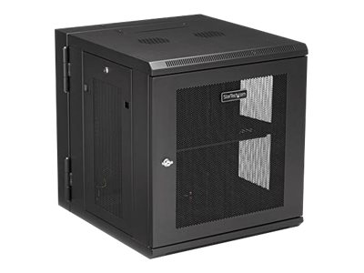StarTech.com 12U 19\" Wall Mount Network Cabinet, 20\" Deep 4 Post Hinged Locking IT Computer Equipment Enclosure with Shelf, Flexible Vented Switch Depth Data Rack Cisco 3850, 2960 Series - 12U Vented Cabinet (RK1224WALHM) - Rack enclosure cabinet - wall mountable - black - 12U