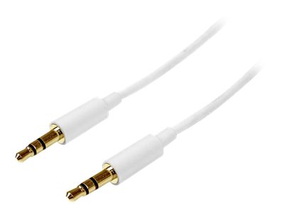 StarTech.com 1m White Slim 3.5mm Stereo Audio Cable - 3.5mm Audio Aux Stereo - Male to Male Headphone Cable - 2x 3.5mm Mini Jack (M) White (MU1MMMSWH) - Audio cable - mini-phone stereo 3.5 mm male to mini-phone stereo 3.5 mm male - 1 m - white