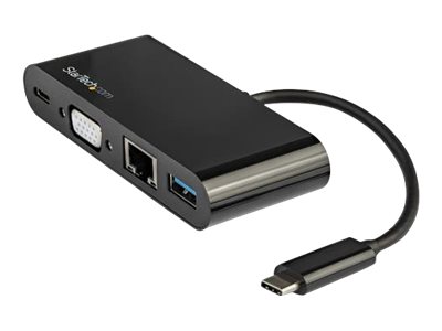 StarTech.com USB C Multiport Adapter, Mini USB-C Dock with Single Monitor VGA 1080p Video, 60W Power Delivery Passthrough, USB 3.1 Gen 1 Type-A 5Gbps, Gigabit Ethernet, Docking Station - Portable USB C Dock (DKT30CVAGPD) - Docking station - USB-C - VGA - 1GbE