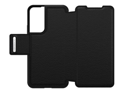 OtterBox Strada - Flip cover for mobile phone - genuine leather, polycarbonate - shadow black - for Samsung Galaxy S22+
