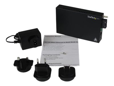 StarTech.com 10/100 Mbps Multi Mode Fiber Media Converter SC - Up to 1.2 miles/2km (ET90110SC2) - Fibre media converter - 100Mb LAN - 100Base-FX - RJ-45 / SC multi-mode - up to 2 km - 1310 nm - for P/N: ETCHS2U, SVA12M2NEUA, SVA12M5NA