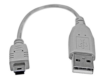 StarTech.com 6 in. USB to Mini USB Cable - USB 2.0 A to Mini B - Gray - Mini USB Cable (USB2HABM6IN) - USB cable - USB (M) to mini-USB Type B (M) - USB 2.0 - 15 cm - grey - for P/N: USB2002EXT2, USBEXTAA10BK, USBEXTAA3BK, USBEXTAA6BK, USBPLATE4