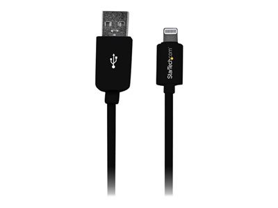 StarTech.com 3m (10ft) Long Black Apple® 8-pin Lightning Connector to USB Cable for iPhone / iPod / iPad - Charge and Sync Cable (USBLT3MB) - Lightning cable - Lightning male to USB male - 3 m - black - for P/N: BOX4CABLE