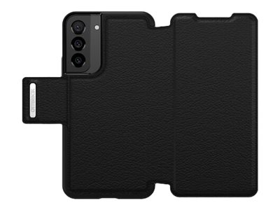 OtterBox Strada Series - Flip cover for mobile phone - leather, polycarbonate, metal latch - shadow - for Samsung Galaxy S22+