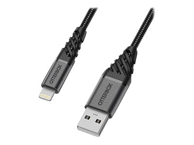 OtterBox Premium - Lightning cable - USB male to Lightning male - 1 m - dark ash black