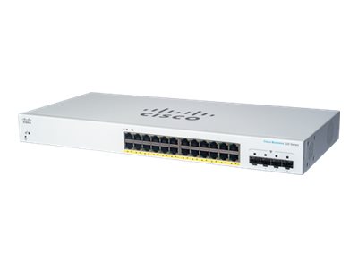 Cisco Business 220 Series CBS220-24FP-4G - Switch - smart - 24 x 10/100/1000 (PoE+) + 4 x Gigabit SFP (uplink) - rack-mountable - PoE+ (382 W) - remanufactured