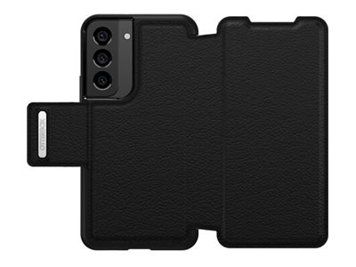 OtterBox Strada Series - Flip cover for mobile phone - leather, metal latch, polycarbonate - shadow - for Samsung Galaxy S22