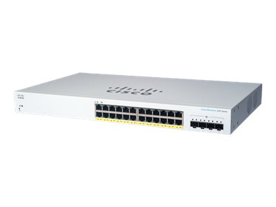 Cisco Business 220 Series CBS220-24P-4X - Switch - smart - 24 x 10/100/1000 (PoE+) + 4 x 10 Gigabit SFP+ (uplink) - rack-mountable - PoE+ (195 W) - remanufactured