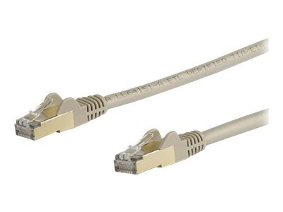 StarTech.com 10m CAT6A Ethernet Cable, 10 Gigabit Shielded Snagless RJ45 100W PoE Patch Cord, CAT 6A 10GbE STP Network Cable w/Strain Relief, Grey, Fluke Tested/UL Certified Wiring/TIA - Category 6A - 26AWG (6ASPAT10MGR) - Patch cable - RJ-45 (M) to RJ-45 (M) - 10 m - STP - CAT 6a - molded, snagless - grey