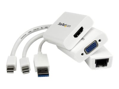 StarTech.com Macbook Air Accessories Kit - MDP to VGA / HDMI and USB 3.0 Gigabit Ethernet Adapter Bundle - Macbook Air Connectivity Kit (MACAMDPGBK) - Notebook accessories bundle - white