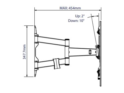 B-TECH BTV513/B - Mounting kit (double arm wall mount, mounting plate, cable management clip, 2 interface brackets) - Ultra-Slim - for flat panel - black - screen size: up to 55\" - mounting interface: up to 400 x 400 mm