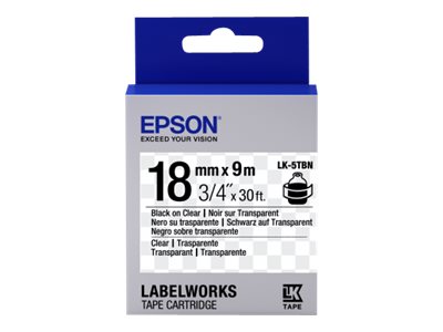 Epson LabelWorks LK-5TBN - Black on clear - Roll (1.8 cm x 9 m) 1 roll(s) label tape - for LabelWorks LW-1000, LW-400, LW-600, LW-700, LW-900, LW-K400, LW-Z700, LW-Z900