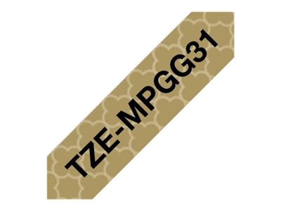 Brother TZe-MPGG31 - Black on gold geometric - Roll (1.2 cm x 4 m) 1 cassette(s) laminated tape - for Brother PT-H110, P-Touch PT-E310, P-Touch Cube PT-P300, P-Touch Cube Pro PT-P910