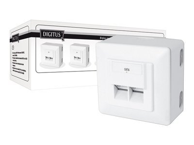 CAT 6 wall outlet shielded 2x RJ45 8P8C LSA pure white surface mount setu003d5 pcs.