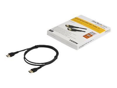 StarTech.com 1m Premium Certified HDMI 2.0 Cable with Ethernet, Durable High Speed UHD 4K 60Hz HDR 10, 3ft Rugged M/M HDMI Cord with Aramid Fiber, TPE, Ultra HD Monitors, TVs & Displays - Heavy duty HDMI cable - Premium High Speed - HDMI cable with Ethernet - HDMI male to HDMI male - 1 m - black - for P/N: TB3DKM2HDL