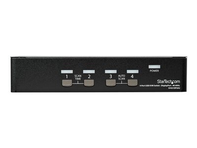 StarTech.com 4 Port DisplayPort KVM Switch, 4K 60Hz, Single Display, Dual Port UHD DP 1.2 USB KVM Switch with Integrated USB 2.0 Hub and Audio, Dell, HP, Apple, Lenovo, TAA Compliant - Keyboard/Video/Mouse Switch (SV431DPUA2) - KVM / audio switch - 4 x KVM / audio - 1 local user - desktop - AC 100 - 240 V
