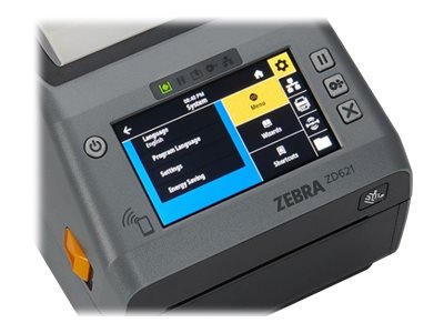 THERMAL TRANSFER PRINTER (74/300M) ZD621 COLOR TOUCH LCD 203 DPI USB USB HOST ETHERNET SERIAL BTLE5 CUTTER EU AND UK CORDS SWISS FONT EZPL