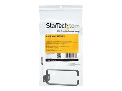 StarTech.com 1U Vertical 1.8 x 3.9in Server Rack Cable Management D-Ring Hook w/ Flexible Opening - Network Rack-Mount Cord Organizer Ring (CMHOOK1UN) - Cable management ring - black - 1U - for P/N: RACK-18U-20-WALL-OA, RACK-21U-20-WALL-OA, RACK-24U-20-WALL-OA, RK3236BKF, RKQMCAB12V2