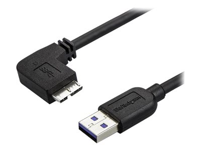 StarTech.com 1m 3 ft Slim Micro USB 3.0 Cable M/M - Left-Angle Micro-USB - USB 3.0 A to Micro B - Angled Micro USB - USB 3.1 Gen 1 (5Gbps) (USB3AU1MLS) - USB cable - Micro-USB Type B (M) to USB Type A (M) - USB 3.0 - 1 m - left-angled connector - bla