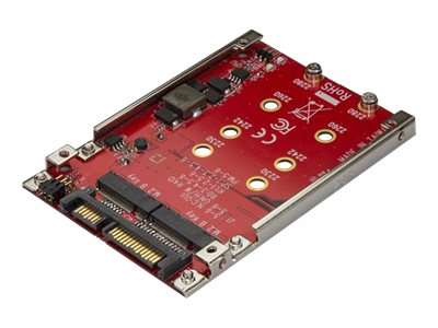 StarTech.com M.2 to SATA Adapter - Dual Slot - for 2.5in Drive Bay - RAID - M.2 SSD - M.2 Adapter - M.2 SSD Adapter (S322M225R) - Storage controller (RAID) - M.2 - M.2 Card - RAID RAID 0, 1, JBOD, BIG - SATA 6Gb/s - red